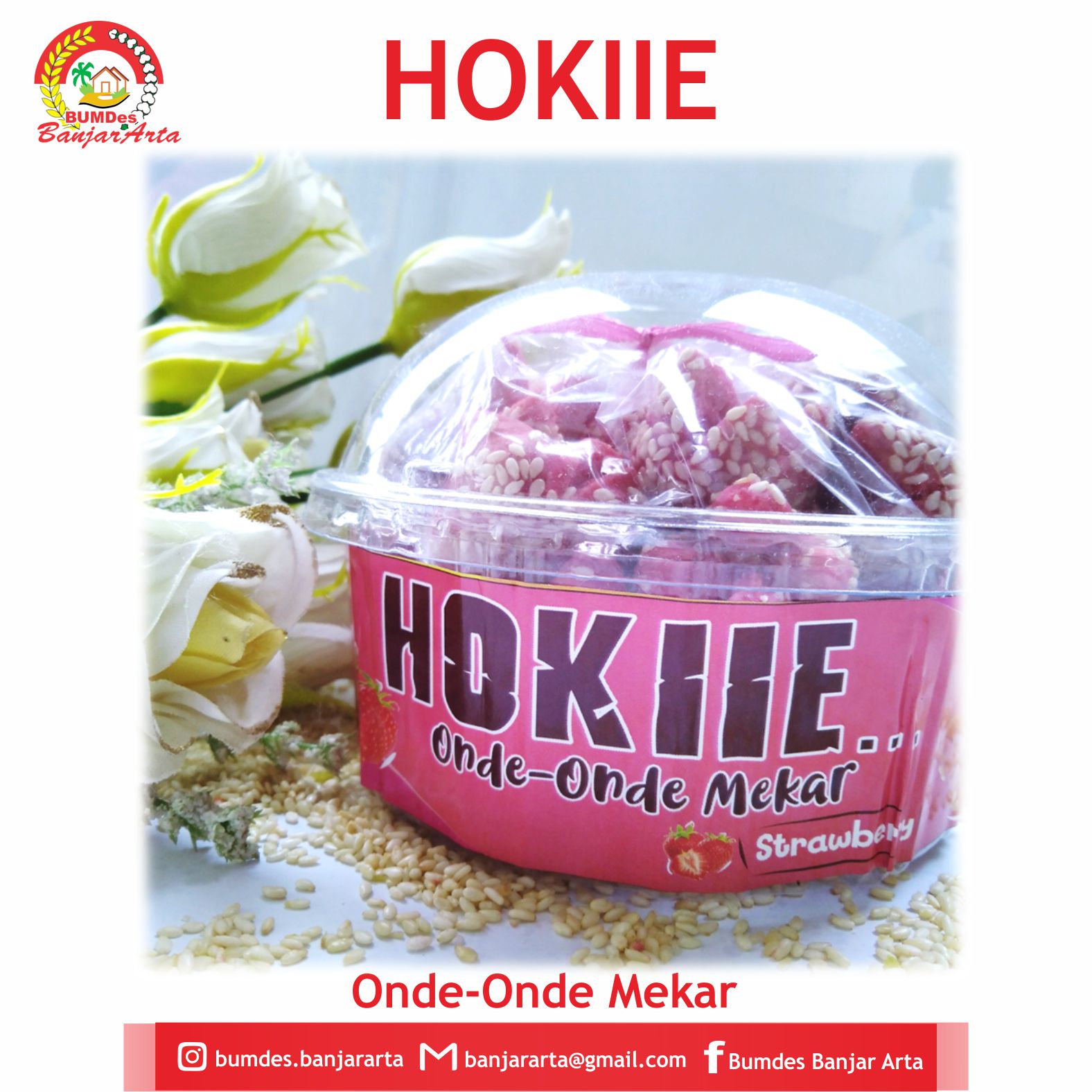 HOKIIE ONDE-ONDE MEKAR (Rasa Strawberry)